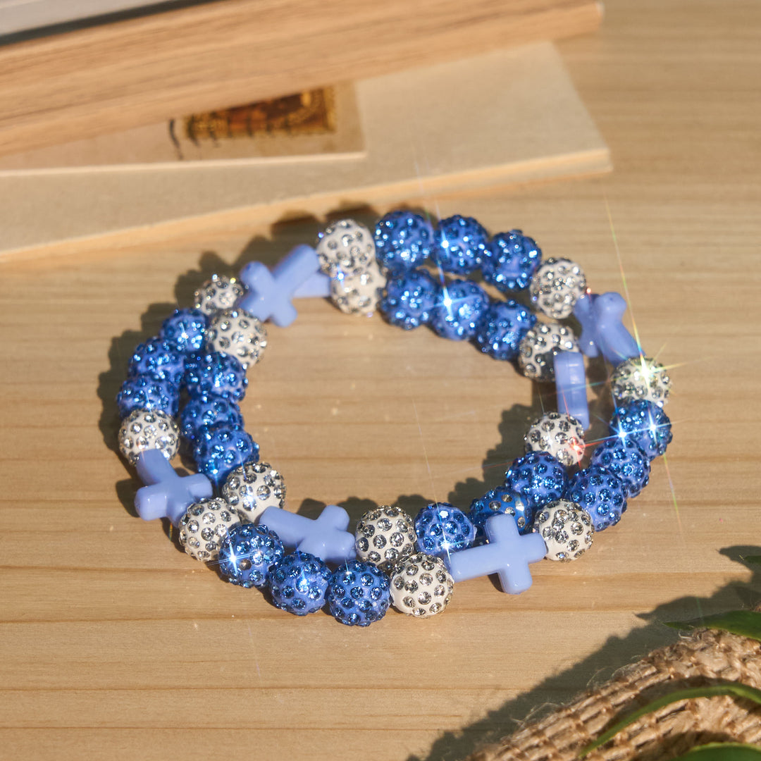 Christianartworkshop All-Day Wear Discoball Bling Baseball Beaded Cross Cross Bracelet: Symbol of Steady Sacred Light - F - image 22
