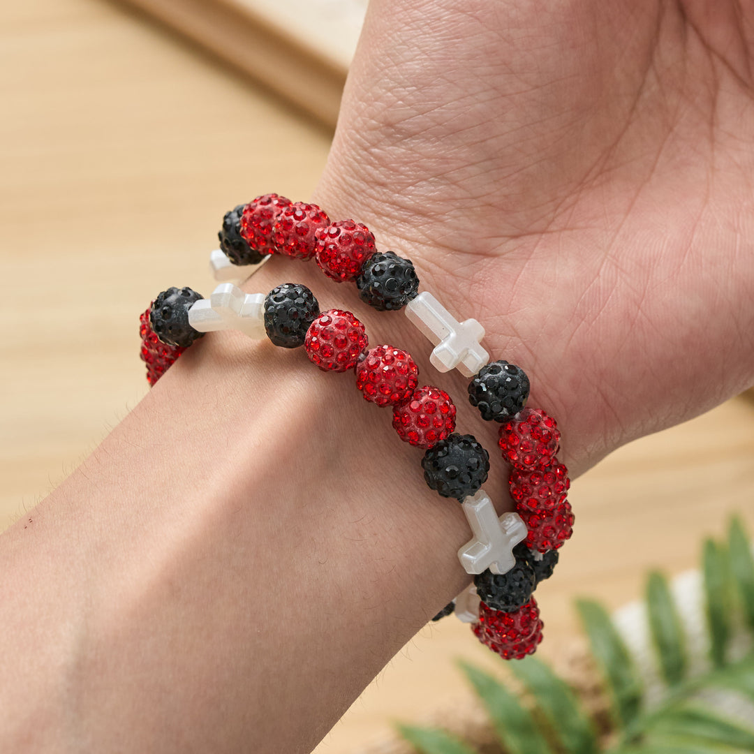 Christianartworkshop All-Day Wear Discoball Bling Baseball Beaded Cross Cross Bracelet: Symbol of Steady Sacred Light - image 12