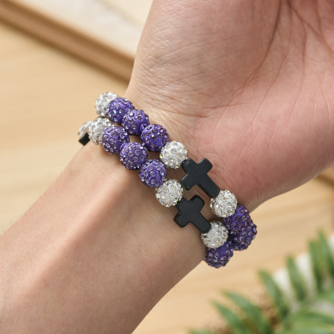Christianartworkshop All-Day Wear Discoball Bling Baseball Beaded Cross Cross Bracelet: Symbol of Steady Sacred Light - image 28