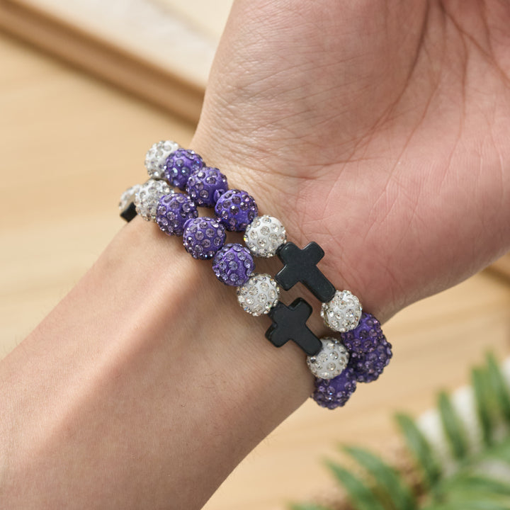 Christianartworkshop All-Day Wear Discoball Bling Baseball Beaded Cross Cross Bracelet: Symbol of Steady Sacred Light - image 28