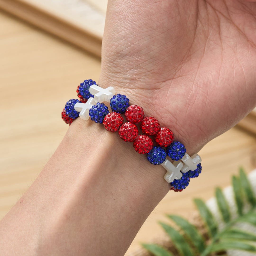 Christianartworkshop All-Day Wear Discoball Bling Baseball Beaded Cross Cross Bracelet: Symbol of Steady Sacred Light - image 16