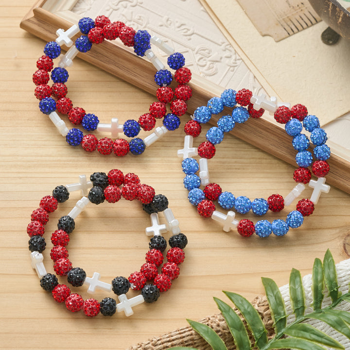 Christianartworkshop All-Day Wear Discoball Bling Baseball Beaded Cross Cross Bracelet: Symbol of Steady Sacred Light - image 1