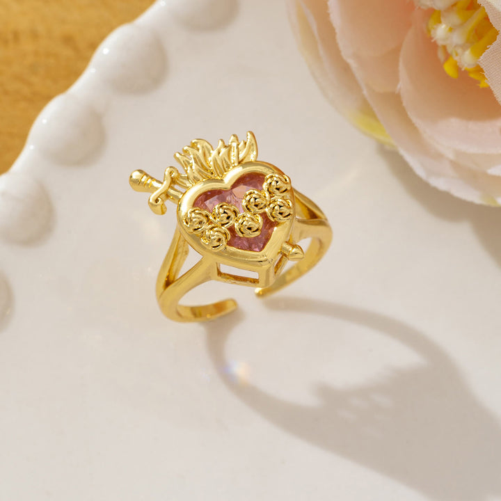Christianartworkshop Ornate Sacred Heart Adjustable Open Ring: Emblem of Boundless Heavenly Compassion - C - US 10 - image 3