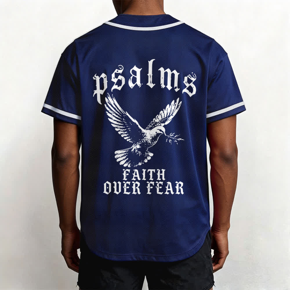 Christianartworkshop Peace Dove & Faith Slogan Religious Psalm 23 Athletic Design Unisex Baseball Jersey - image 18