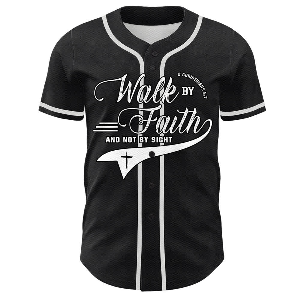 Christianartworkshop Walk By Faith And Not By Sight Cross Scripture Graphic Unisex Baseball Jersey - image 7