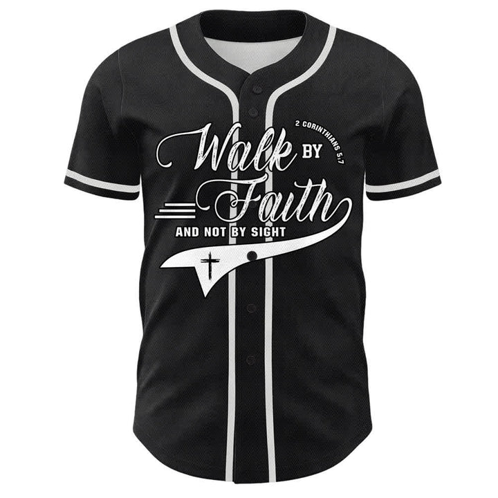 Christianartworkshop Walk By Faith And Not By Sight Cross Scripture Graphic Unisex Baseball Jersey - image 7