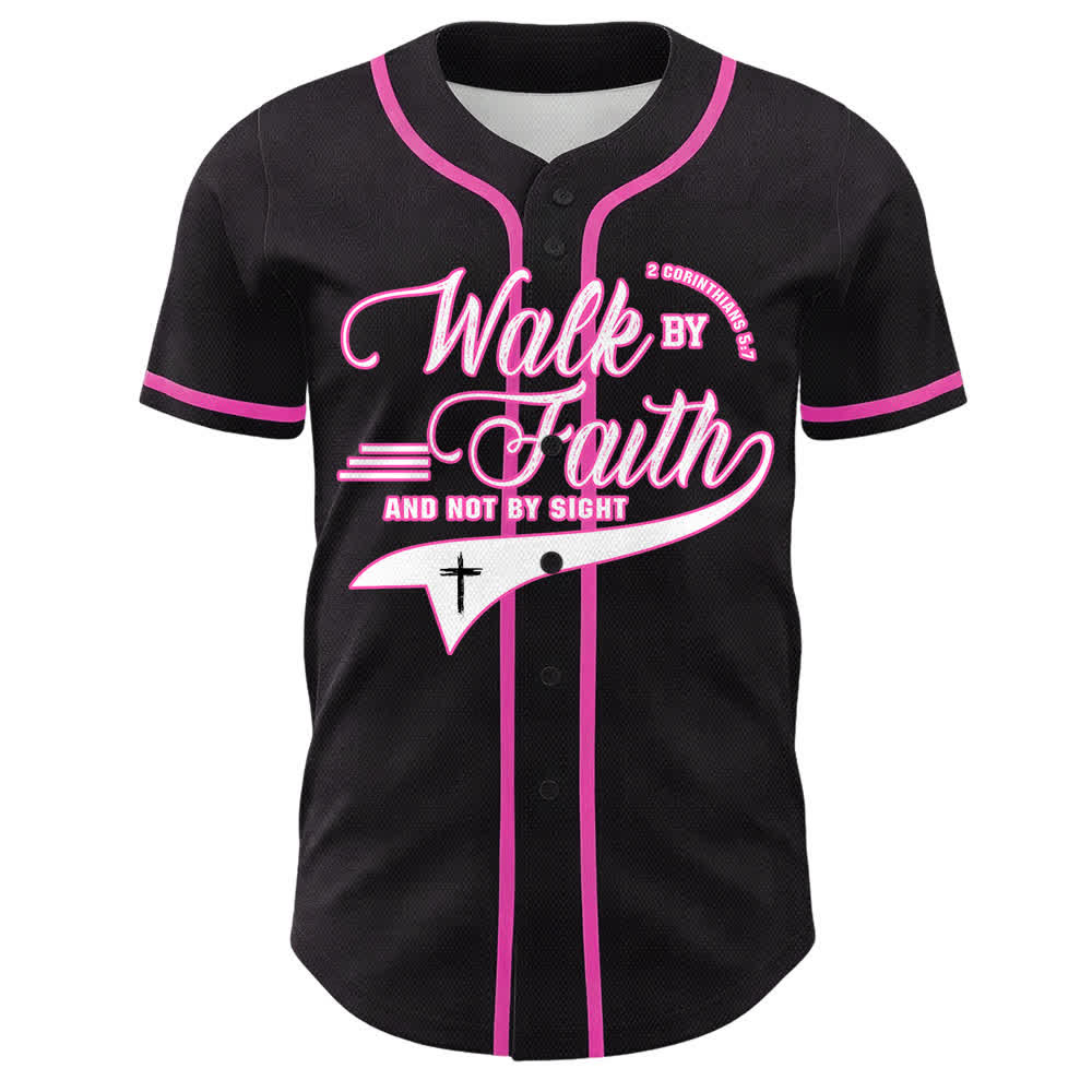 Christianartworkshop Walk By Faith And Not By Sight Cross Scripture Graphic Unisex Baseball Jersey - image 19