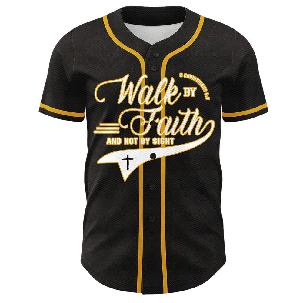 Christianartworkshop Walk By Faith And Not By Sight Cross Scripture Graphic Unisex Baseball Jersey - image 4