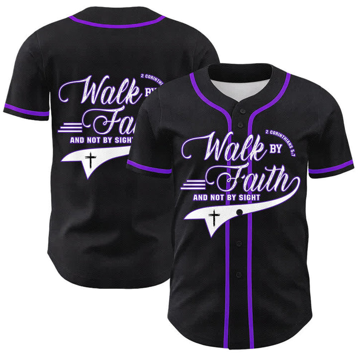 Christianartworkshop Walk By Faith And Not By Sight Cross Scripture Graphic Unisex Baseball Jersey - Purple - 5XL - image 24