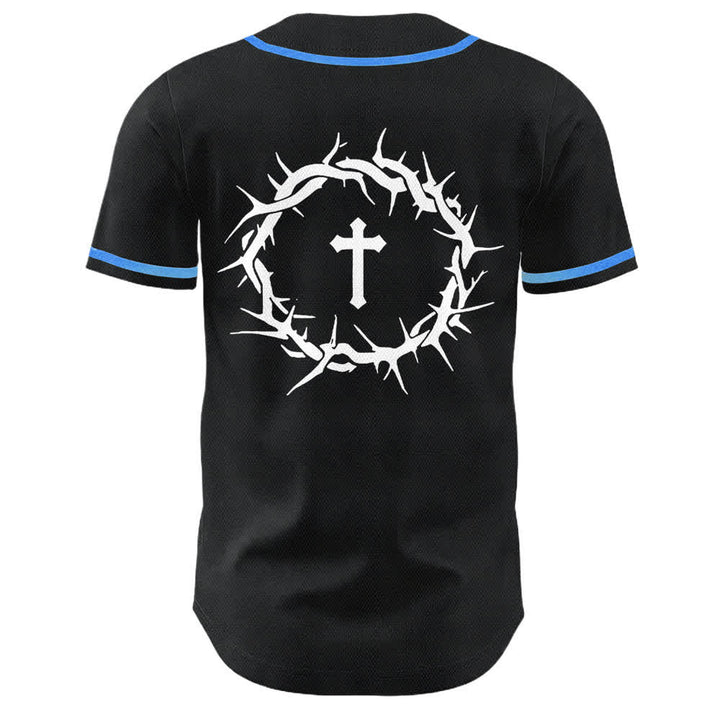 Christianartworkshop Faith Over Fear Crown Of Thorns Cross Scripture Graphic Unisex Baseball Jersey - image 17