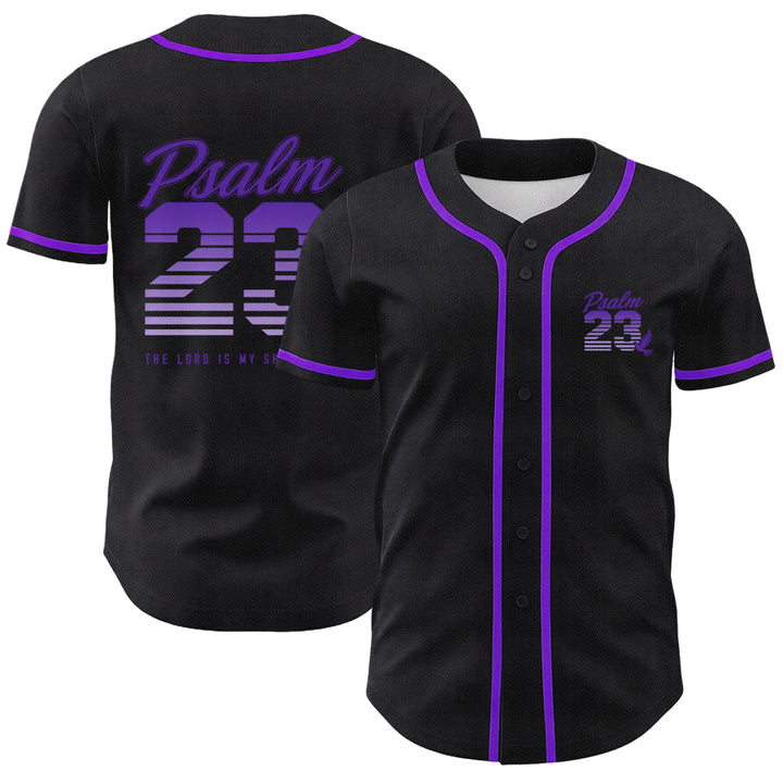 Christianartworkshop Retro Striped Gradient Number Cursive Psalm 23 Unisex Baseball Jersey - Purple - 5XL - image 24
