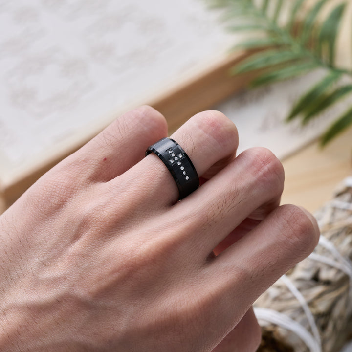 Christianartworkshop Sleek Wide Band Jeweled Cross Ring: Token of Calming Divine Guidance - image 2