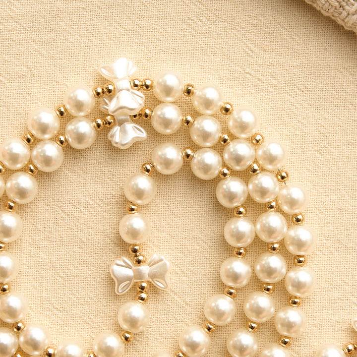 Christianartworkshop Elegant White Pearl Bow Rosary With Our Lady Jeweled Cross: Emblem of Gentle Heavenly Purity - image 5