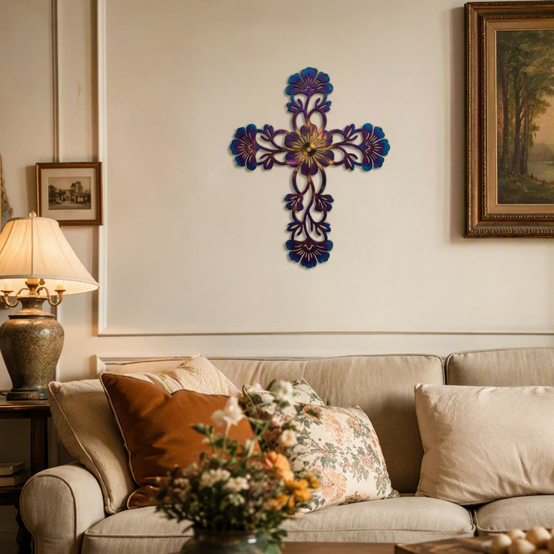 Christianartworkshop Vintage Floral Filigree Cross Metal Wall Sign: Carrier of Warm Quiet Blessings - image 0