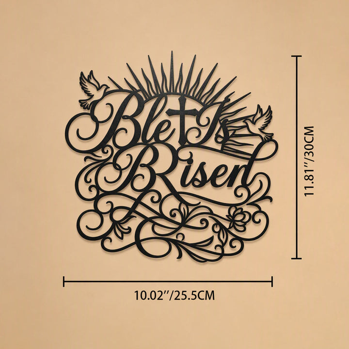 Christianartworkshop He Is Risen Script Metal Wall Sign: Emblem of Timeless Resurrection Hope - 11.81''*10.04''*0.04''/30cm*25.5cm*0.1cm - image 5