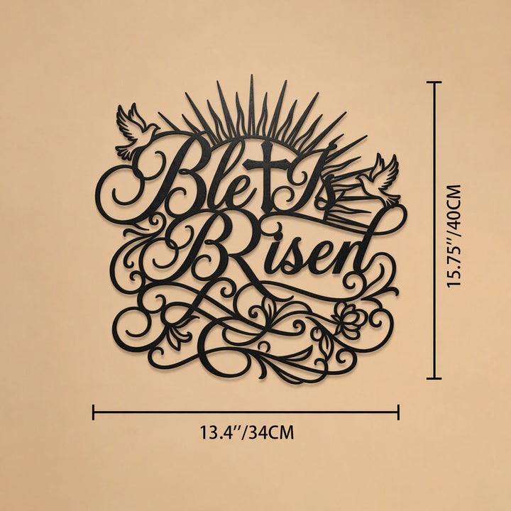 Christianartworkshop He Is Risen Script Metal Wall Sign: Emblem of Timeless Resurrection Hope - 15.75''*13.35''*0.04''/40cm*33.9cm*0.1cm - image 6