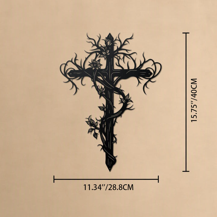 Christianartworkshop Vine Wrapped Tree Cross Metal Wall Sign: Emblem of Life and Redemption - 15.75''*11.34''*0.04''/40cm*28.8cm*0.1cm - image 10