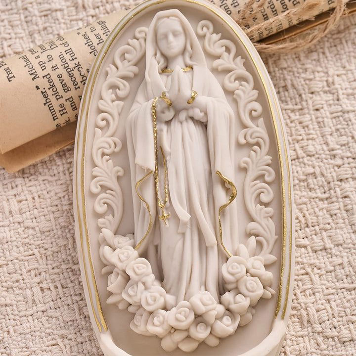 Christianartworkshop Rose Framed Praying Virgin Mary Wall Font: Token of Quiet Inner Peace - image 4