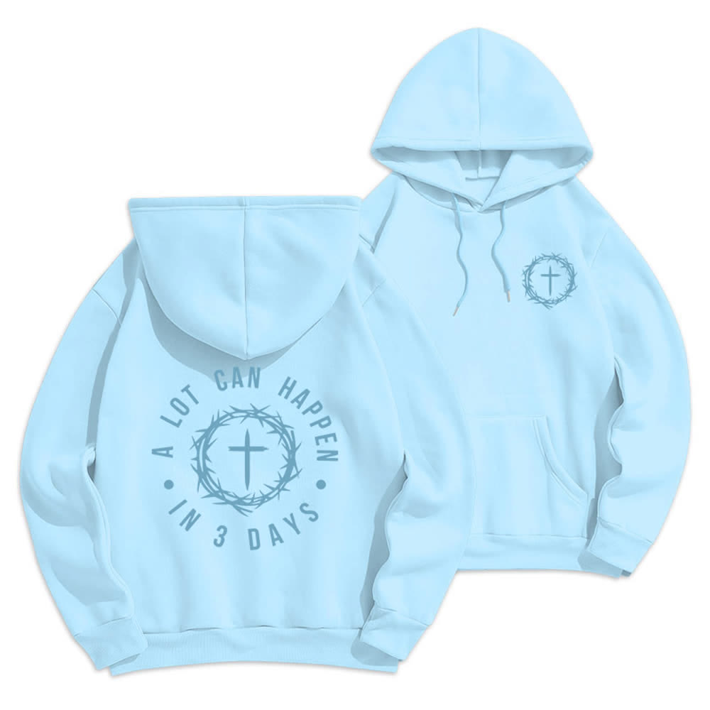 Christianartworkshop A Lot Can Happen In 3 Days Graphic Fleece Lined Polyester Hoodie - Blue - 2XL - image 18