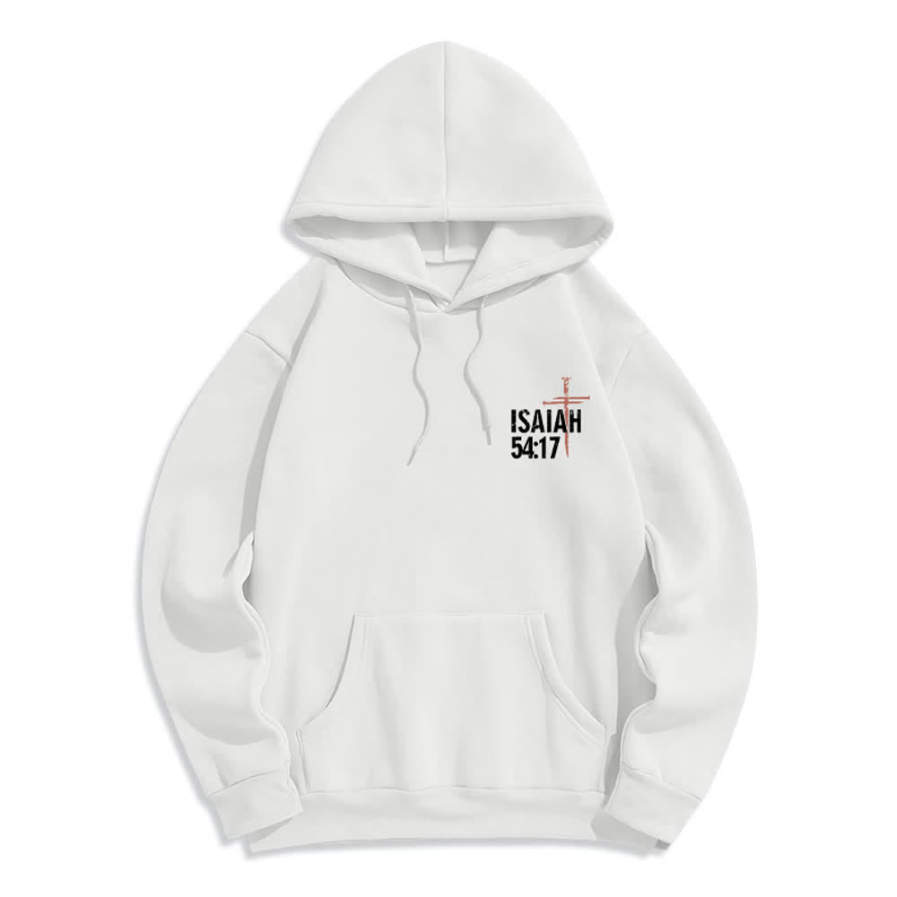 Christianartworkshop Isaiah 54:17 Distressed Back Print Pullover Fleece Lined Polyester Hoodie - image 5