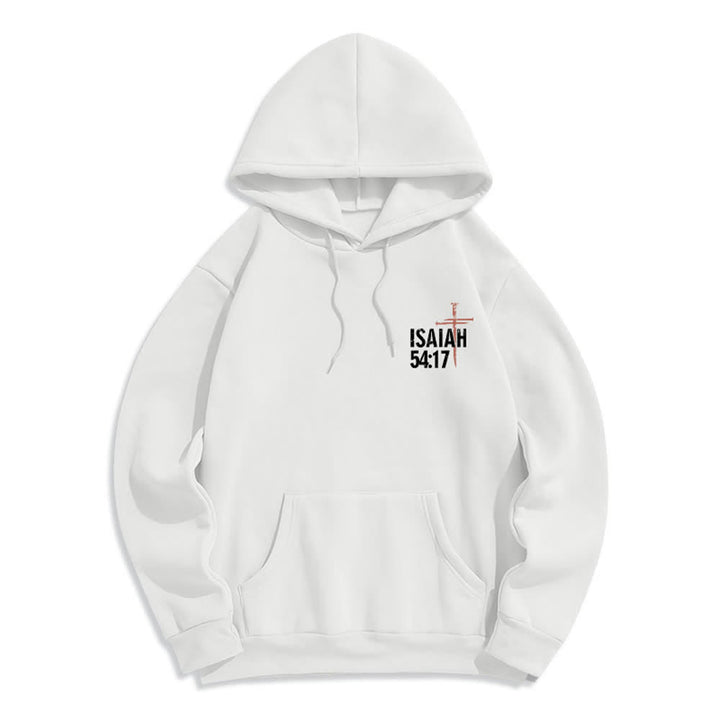 Christianartworkshop Isaiah 54:17 Distressed Back Print Pullover Fleece Lined Polyester Hoodie - image 5