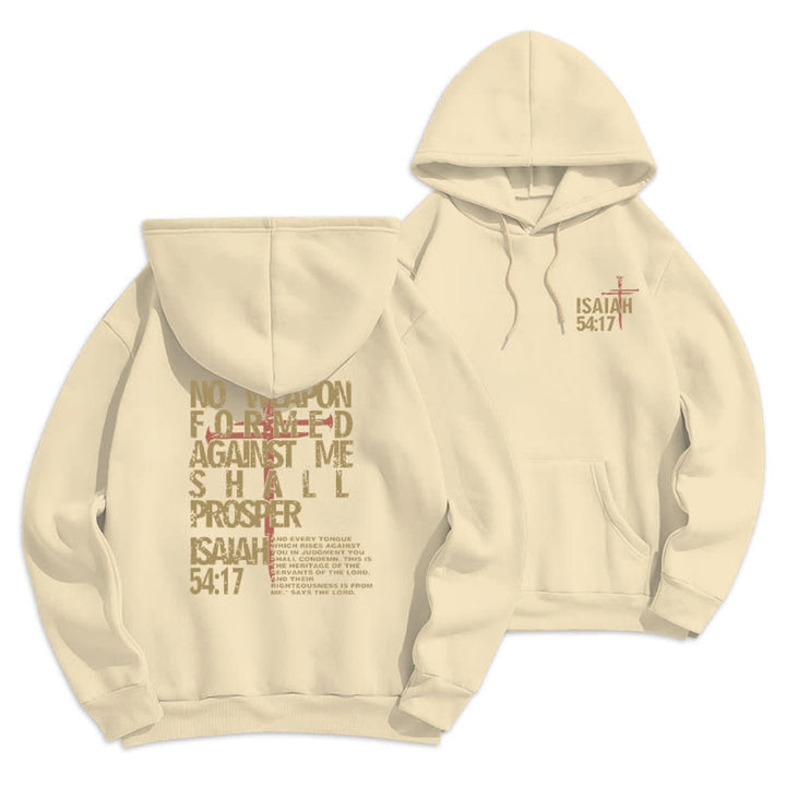 Christianartworkshop Isaiah 54:17 Distressed Back Print Pullover Fleece Lined Polyester Hoodie - Beige - 2XL - image 15