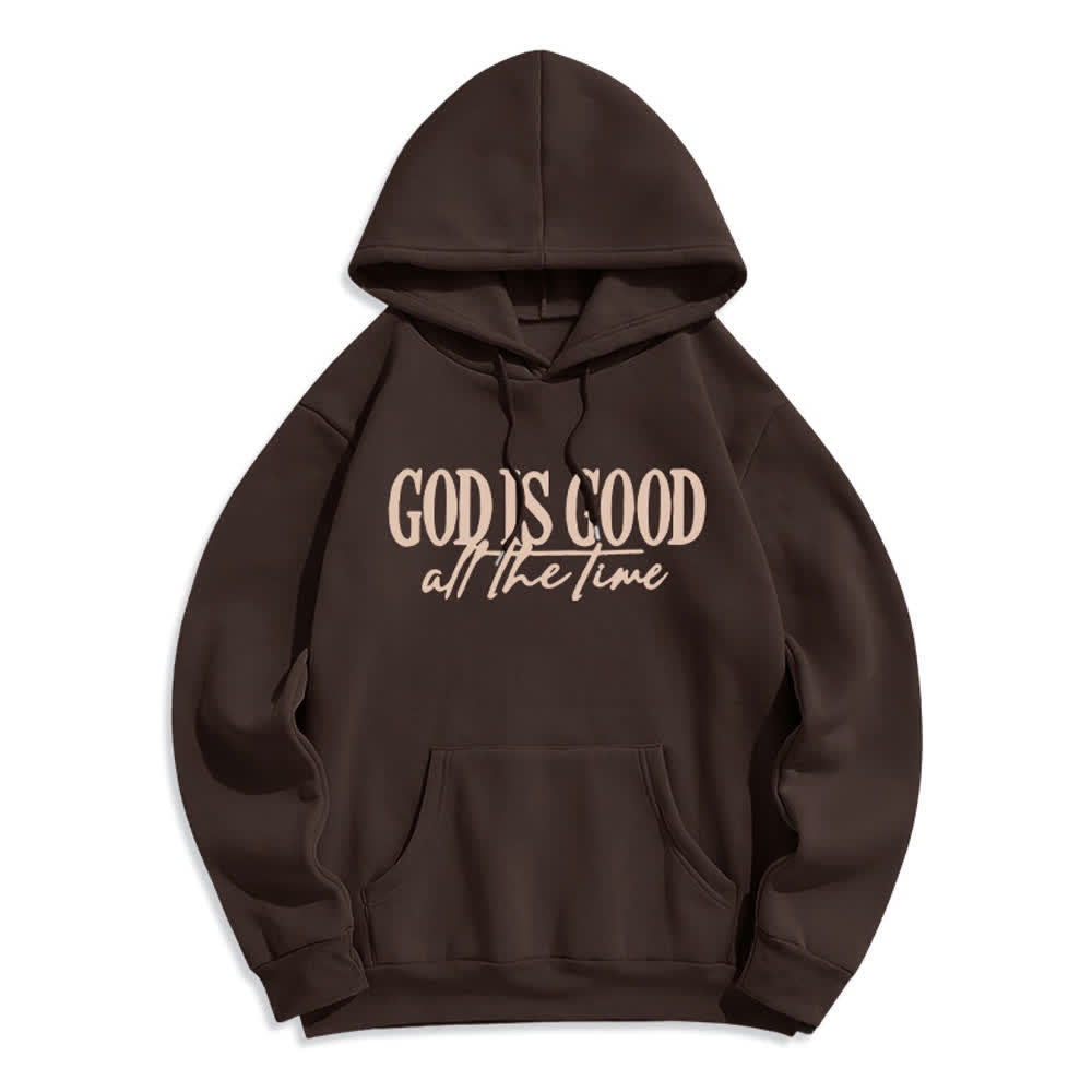 Christianartworkshop God Is Good All The Time Cozy Pullover Fleece Lined Polyester Hoodie - Brown - 2XL - image 5