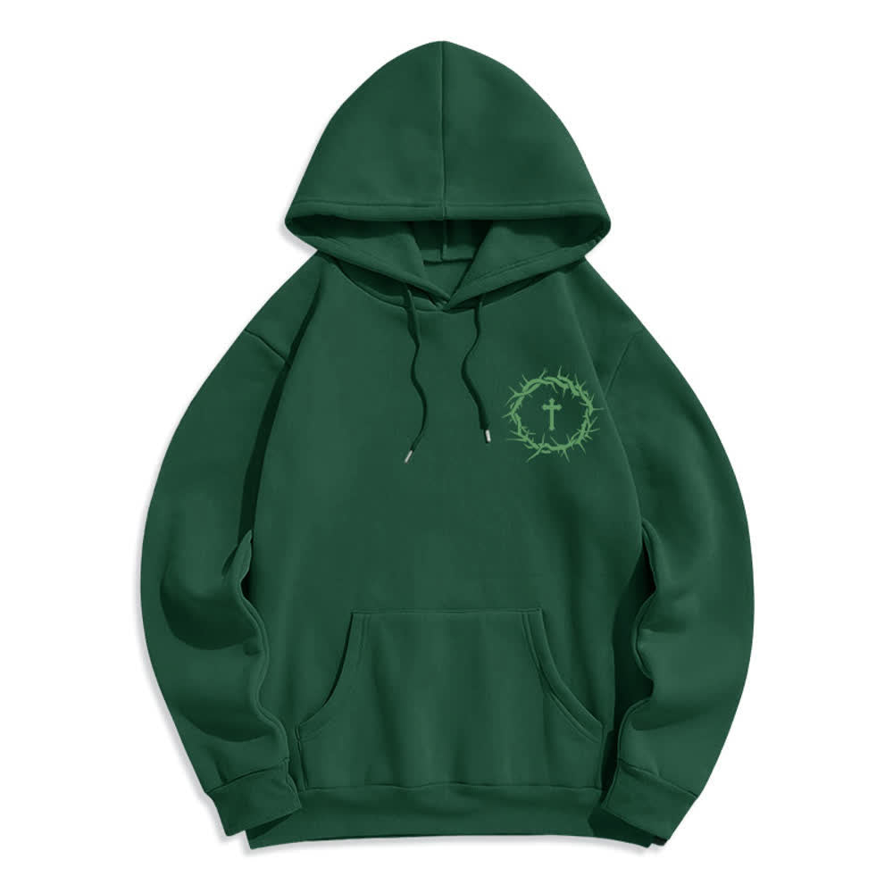 Christianartworkshop Faith Over Fear Thorn Cross Pullover Fleece Lined Polyester Hoodie - image 5