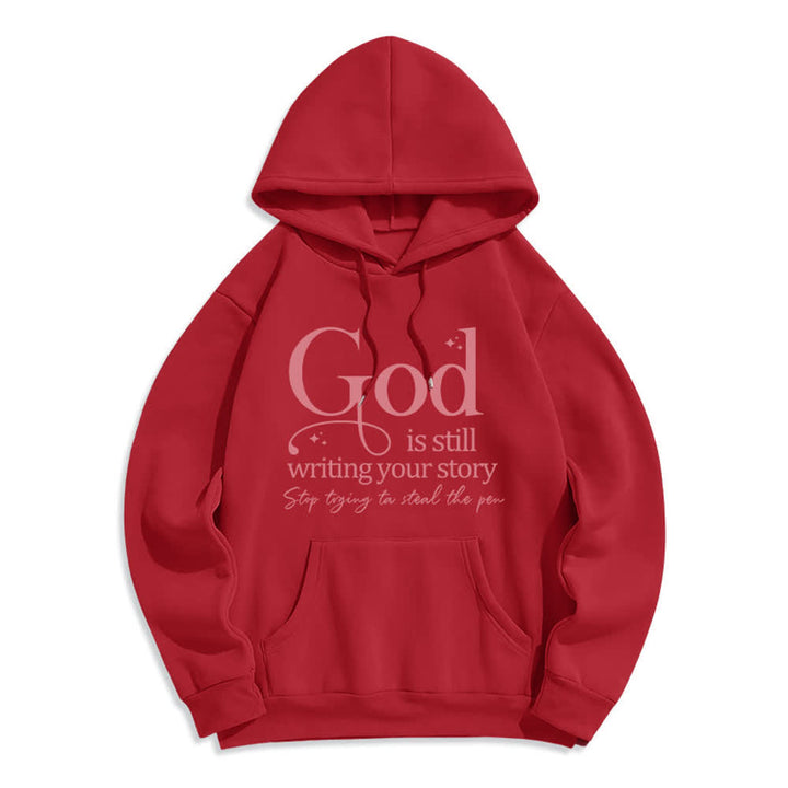 Christianartworkshop God Is Still Writing Your Story Cozy Pullover Fleece Lined Polyester Hoodie - Red - 2XL - image 3