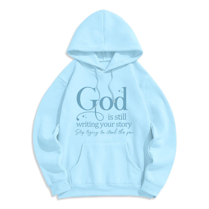 Christianartworkshop God Is Still Writing Your Story Cozy Pullover Fleece Lined Polyester Hoodie - Blue - 2XL - image 5
