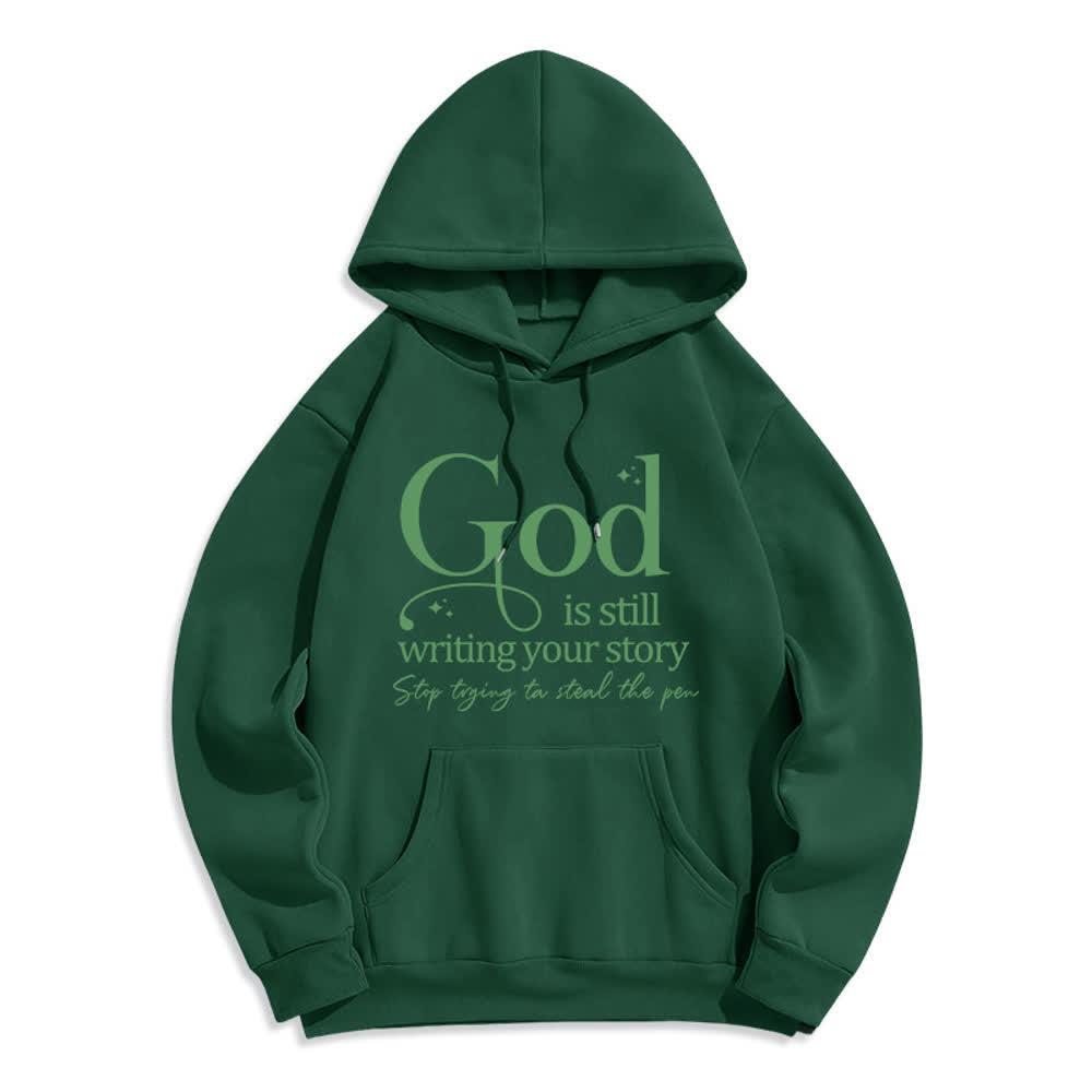 Christianartworkshop God Is Still Writing Your Story Cozy Pullover Fleece Lined Polyester Hoodie - Green - 2XL - image 7