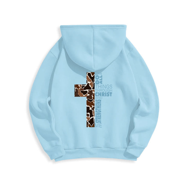 Christianartworkshop Earthtone Cross Verse Detail Streetwear Fleece Lined Polyester Hoodie - image 13