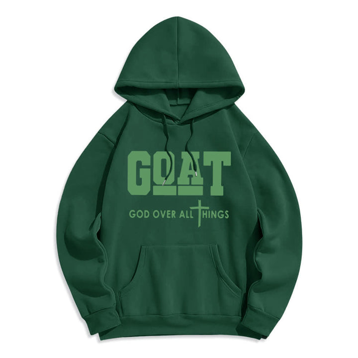 Christianartworkshop GOAT God Over All Things Streetwear Fleece Lined Polyester Hoodie - Green - 2XL - image 5