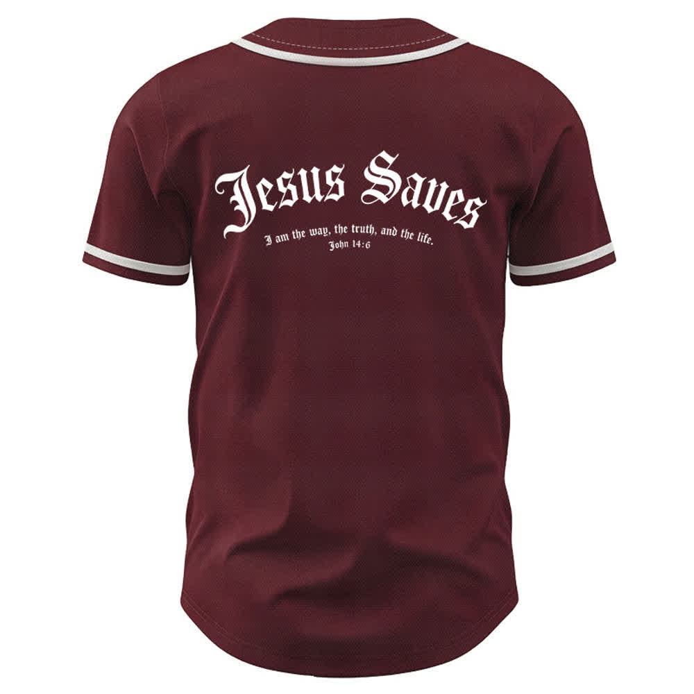 Christianartworkshop Jesus Saves Gothic Street Baseball Jersey - image 15