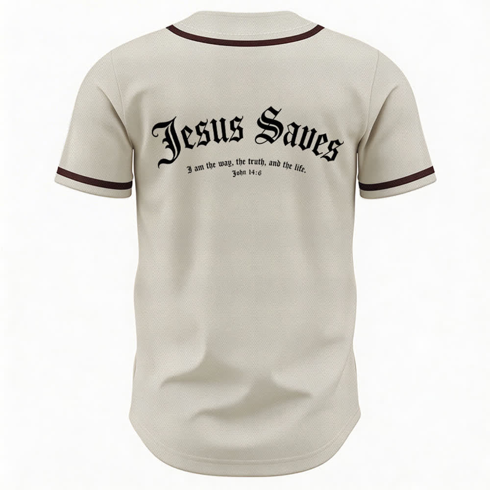 Christianartworkshop Jesus Saves Gothic Mesh Street Baseball Jersey - image 29