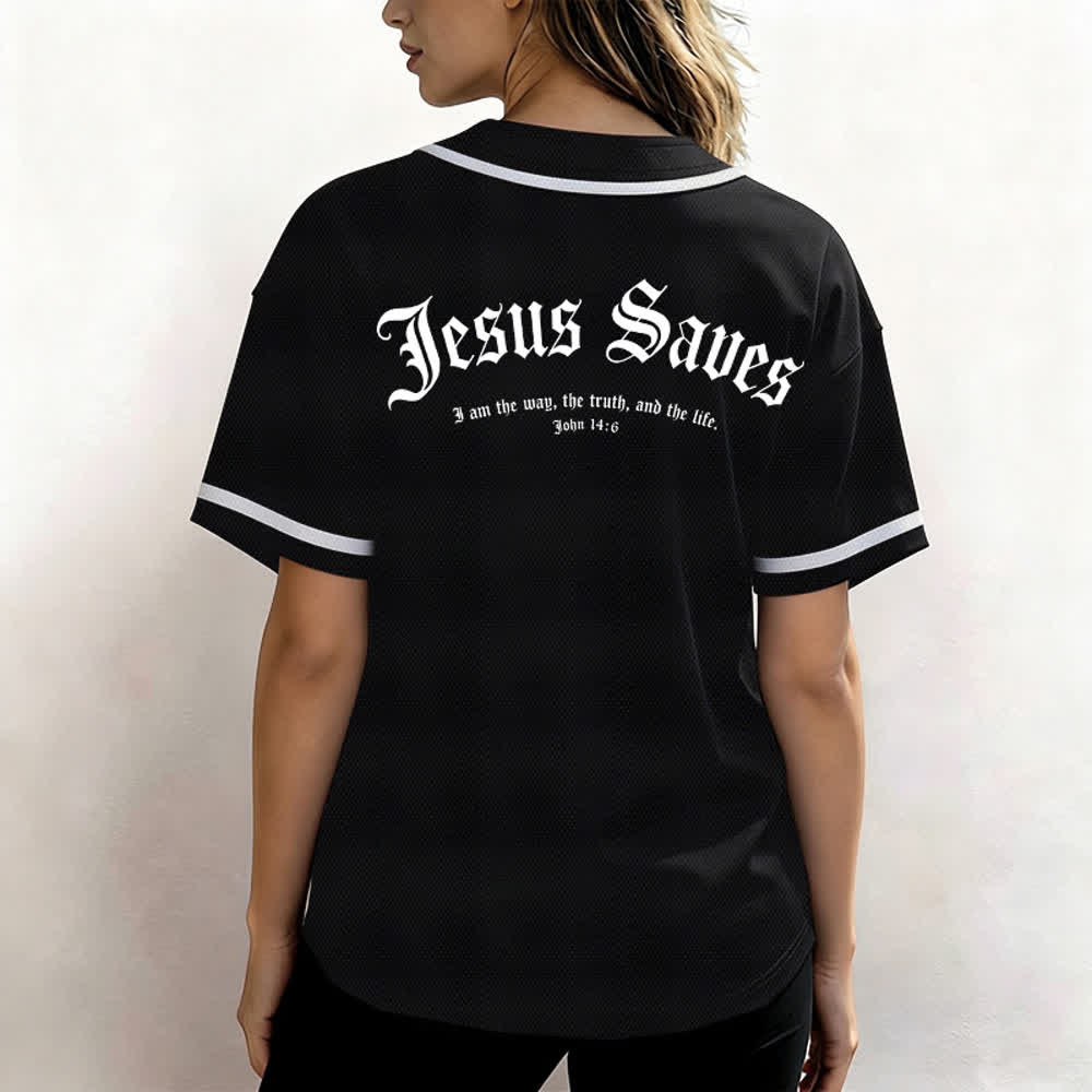 Christianartworkshop Jesus Saves Gothic Mesh Street Baseball Jersey - image 12