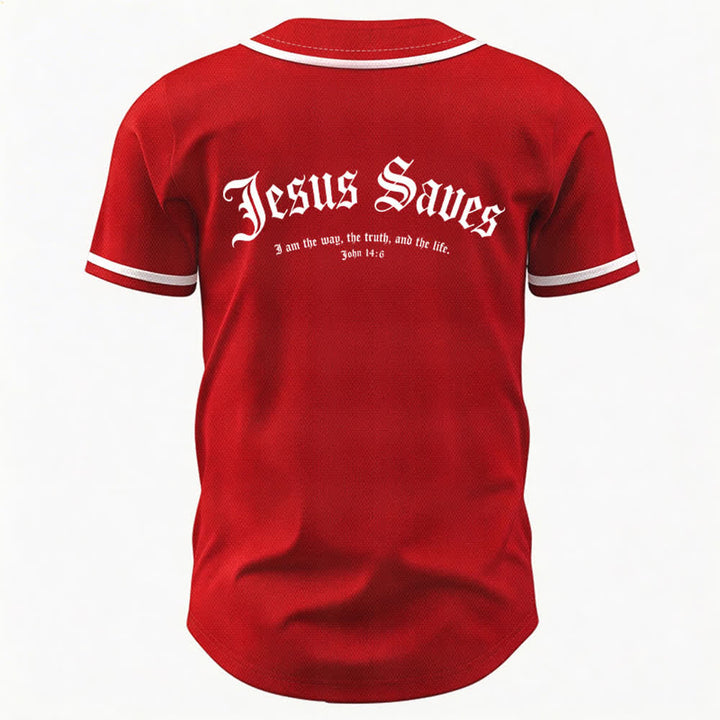 Christianartworkshop Jesus Saves Gothic Street Baseball Jersey - image 43