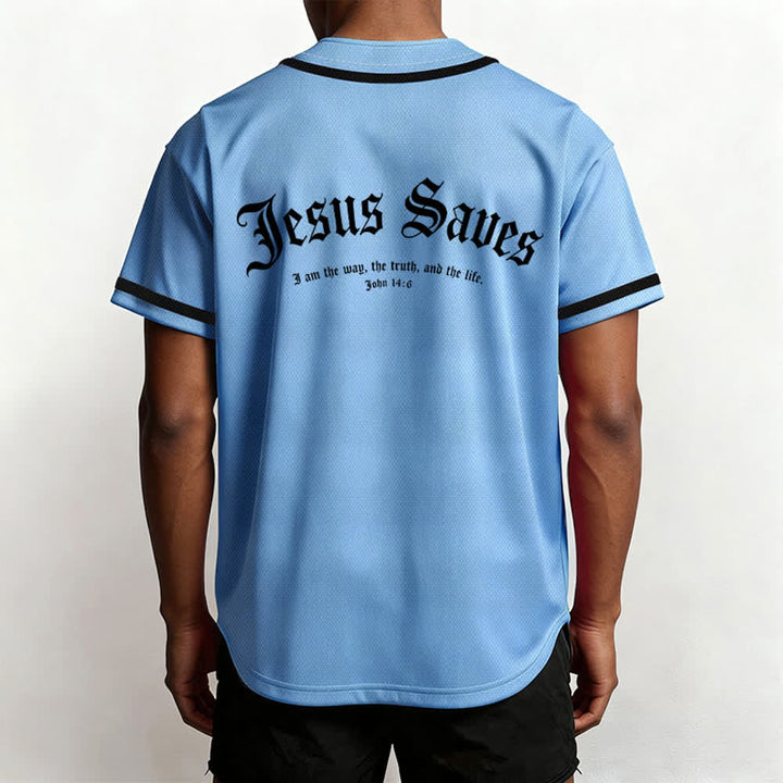 Christianartworkshop Jesus Saves Gothic Street Baseball Jersey - image 52