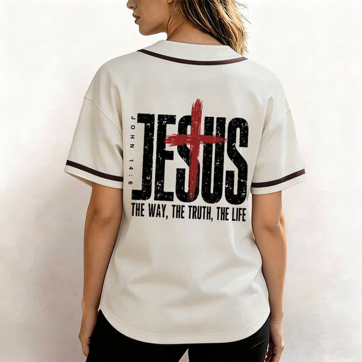 Christianartworkshop Jesus THE WAY THE TRUTH THE LIFE Button Up Baseball Jersey - image 24