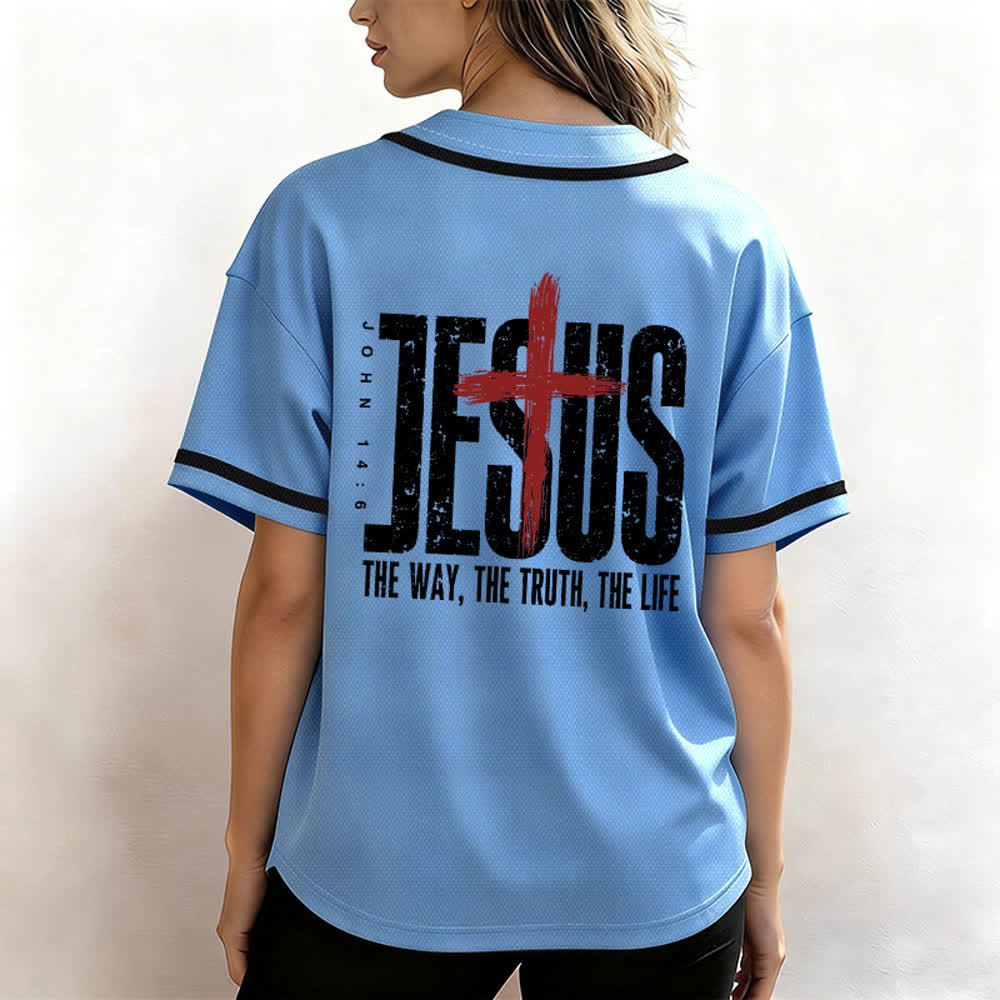 Christianartworkshop Jesus THE WAY THE TRUTH THE LIFE Button Up Baseball Jersey - image 52