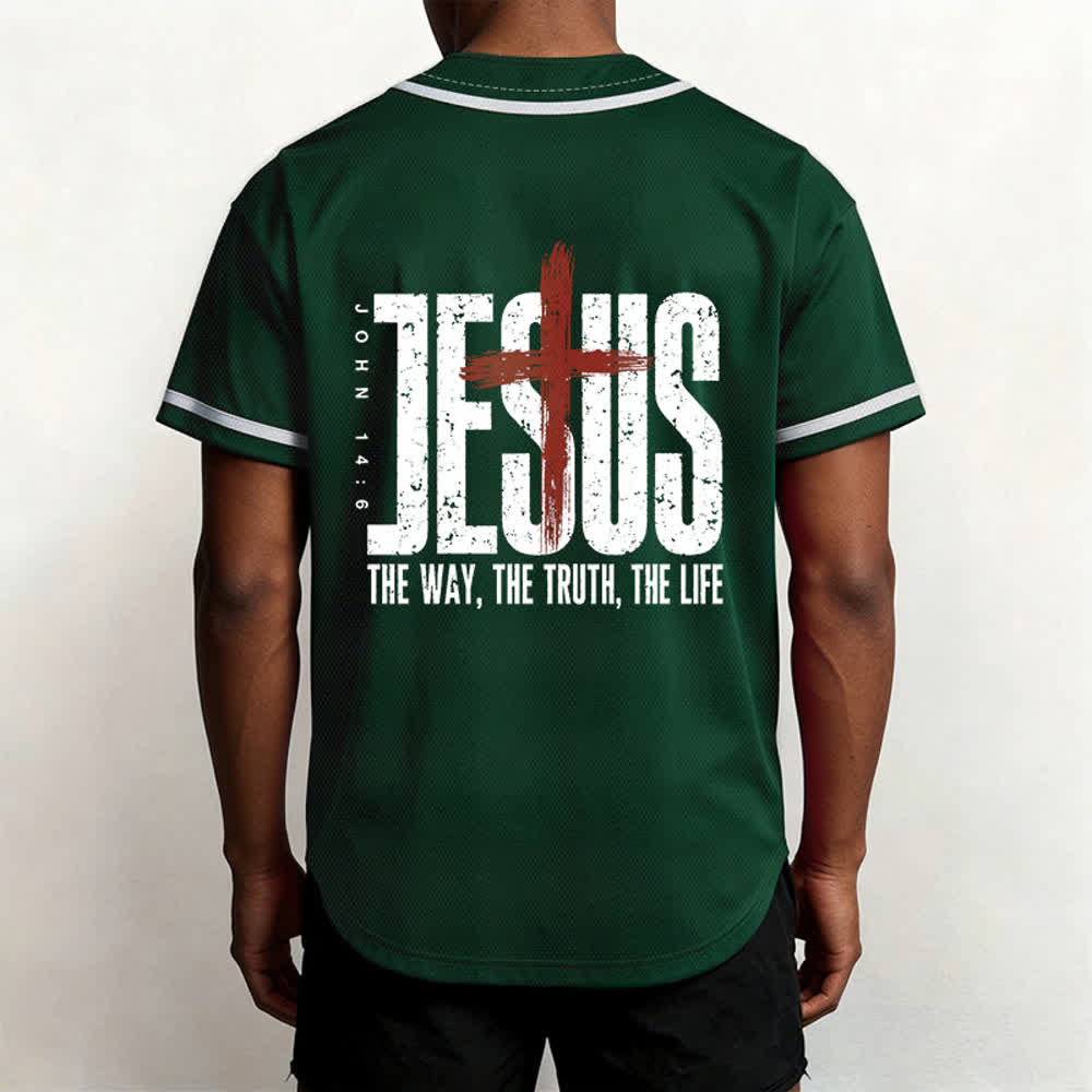 Christianartworkshop Jesus THE WAY THE TRUTH THE LIFE Button Up Baseball Jersey - image 33