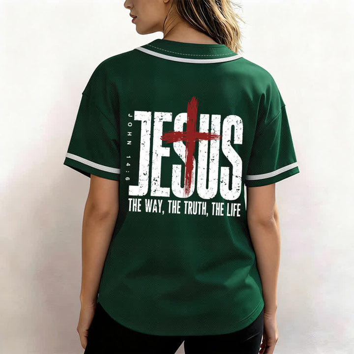 Christianartworkshop Jesus THE WAY THE TRUTH THE LIFE Button Up Baseball Jersey - image 31