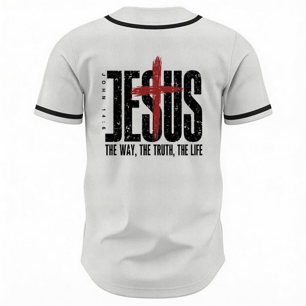 Christianartworkshop Jesus THE WAY THE TRUTH THE LIFE Button Up Baseball Jersey - image 8