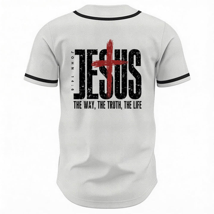 Christianartworkshop Jesus THE WAY THE TRUTH THE LIFE Button Up Baseball Jersey - image 8