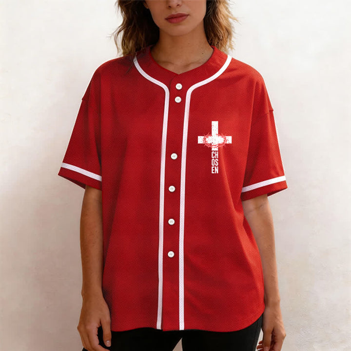 Christianartworkshop Jesus Cross Mesh Button Up Baseball Jersey - image 46