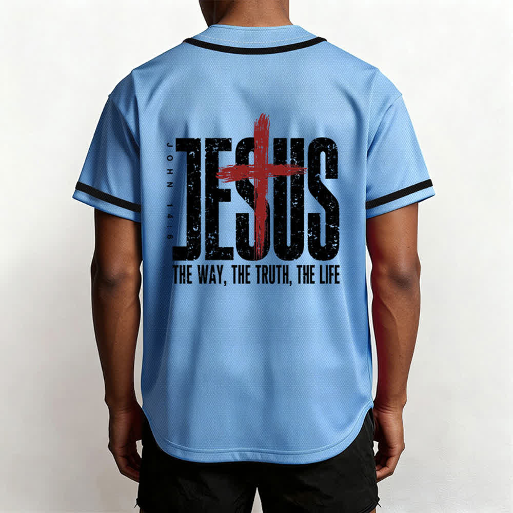 Christianartworkshop Jesus THE WAY THE TRUTH THE LIFE Button Up Baseball Jersey - image 54