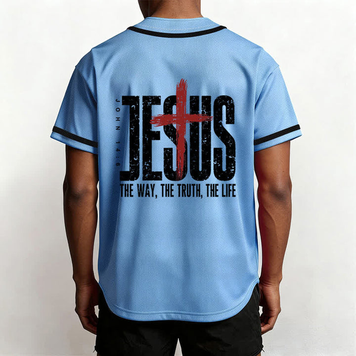 Christianartworkshop Jesus THE WAY THE TRUTH THE LIFE Button Up Baseball Jersey - image 54