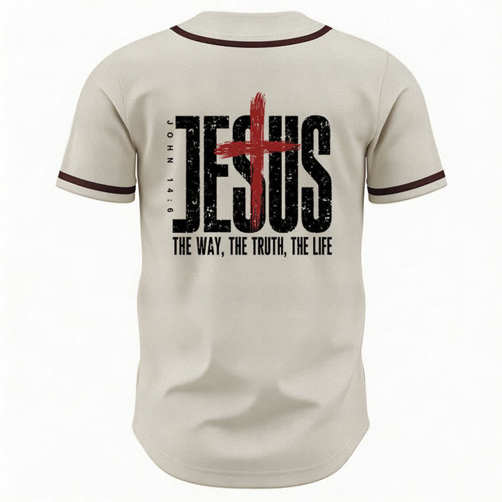 Christianartworkshop Jesus Cross Mesh Button Up Baseball Jersey - image 22