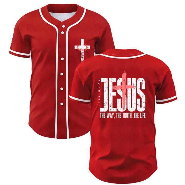 Christianartworkshop Jesus THE WAY THE TRUTH THE LIFE Button Up Baseball Jersey - image 42