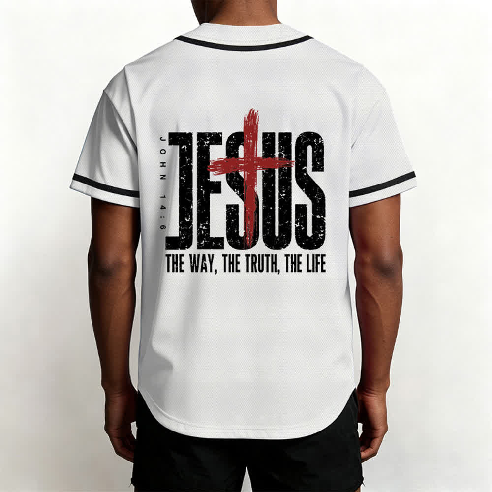 Christianartworkshop Jesus THE WAY THE TRUTH THE LIFE Button Up Baseball Jersey - image 12